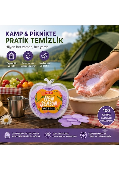 Bakgelal Yaprak Sabun Seti Taşınabilir Mini El Temizleme Sabunu Seyahat Hediyelik Biberiye - Lavanta