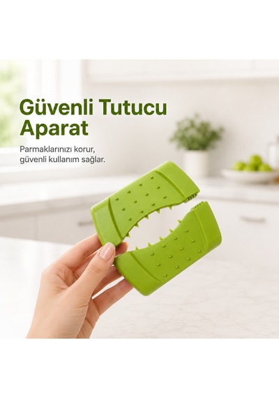 Ayarlanabilir Mandolin Dilimleyici 3 Kademeli Sebze Meyve Dilimleme Aparatı Kaydırmaz Tabanlı Güvenli Tutuculu Sariva Home Beyaz - Yeşil