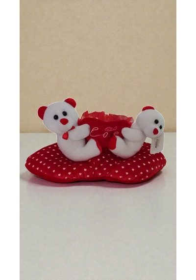 Sevgililer Gününe Özel Love Yazılı Çift Ayıcıklı Yastık 32 Cm