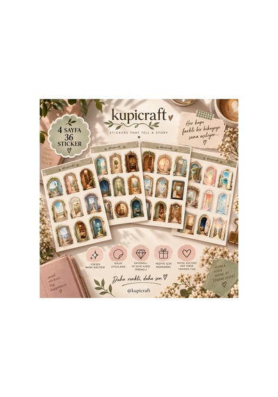 4 Sayfa Secret Rooms Sticker Set- Gizli Odalar Temalı Etiket Seti Ajanda Scrapbook Journal 0