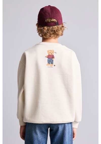 Defacto Oversize Bisiklet Yaka Ayıcık Figürlü Baskılı Uzun Kollu Sweatshirt Erkek Çocuk I3298a826wnbg734 Bej-bg734