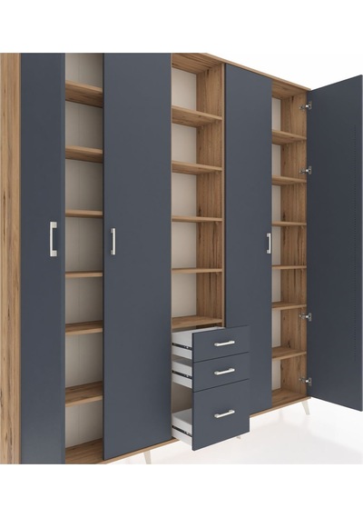 Arges Dolap 17 Raflı 3 Çekmeceli 4 Kapaklı 220x30x243 Çam-antrasit/antrasit Antrasıt/antrasıt Arges Dolap 17 Raflı 3 Çekmeceli 4 Kapaklı 220x30x243 Çam-antrasit/antrasit Antrasıt/antrasıt
