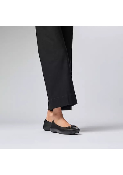 001 Black Babet Kadın Hx8-001 Fitflop Delicato Bow Soft Leather Ballet Flats Black Siyah