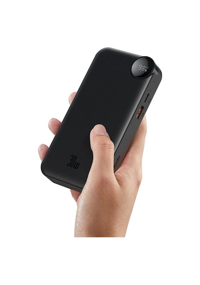 Mc-3870 10000mah 30w A+c Dijital Göstergeli Powerbank Dahili Usb-c Geri Çekilebilir Kablo Siyah