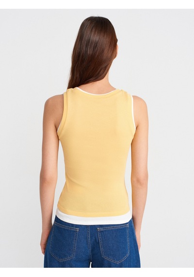 Dilvin 21086 Çift Görünümlü Kolsuz Top-sarı Sari