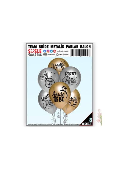Team Bride Metalik Altın ve Gümüş Renkli Balon, 30cm x 8 Adet