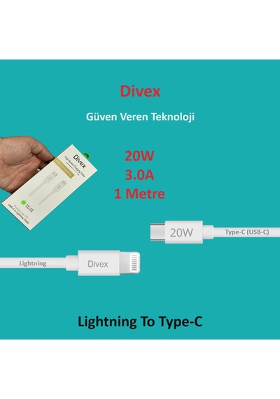 Divex 3.0a 20w Type-c To Lightning Hızlı Şarj Data Kablosu Dc-142