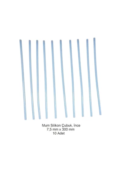 Silikon Mum Çubuk, İnce 7,5 X 300 Mm 10 Adet