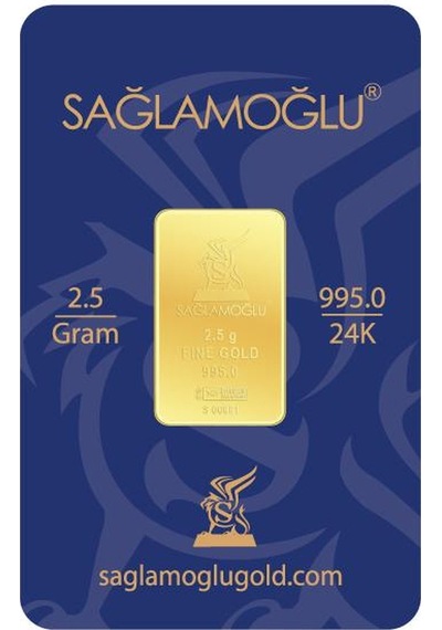 2,5 Gram Külçe Altın 24 Ayar 995,0 / 999,9 Saflık Rafineri Ambalajlı, Seri Numaralı