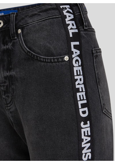Karl Lagerfeld Jeans Yüksek Bel Düz Paça Siyah Kadın Denim Pantolon 240j1112