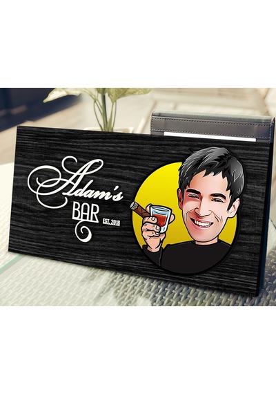 Bk Gift Kişiye Özel Erkek Karikatürlü Kabartma Tasarım Antik Siyah Ebony Ahşap Tabela-2, Dekoratif Tabela, Rustik Ev Dekorasyonu, Duvar Dekoru