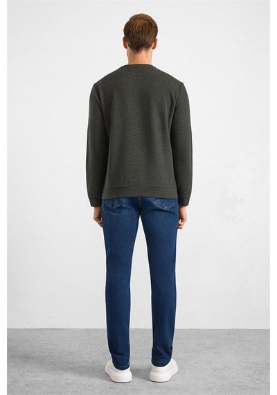 Süvari Haki Regular Düz Bisiklet Yaka Sweatshirt Ssw2013700003-yh1