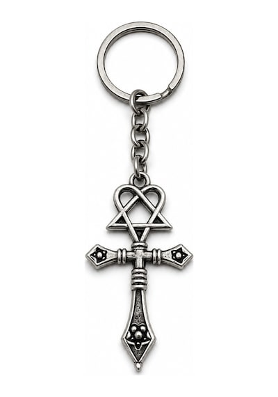 Hım Heartagram Gotik Tasarım Unisex Anahtarlık Vintage Metal Anahtarlık