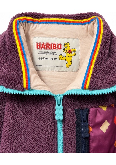 Harıbo Haribo Lisanslı Çocuk Dik Yaka Peluş Polar Ceket Kontrast Fermuarlı Mürdüm