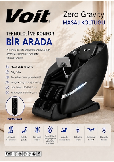 Voıt Zero Gravıty New Masaj Koltuğu Siyah