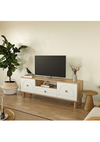 Bohem Tv Ünitesi 150 Cm N Çizgili Mdf Kapak Beyaz