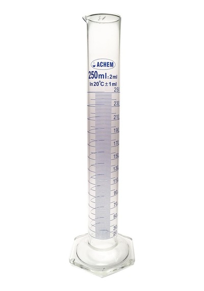 Achem 250Ml Cam Mezür Uzun Form Renkli Skala