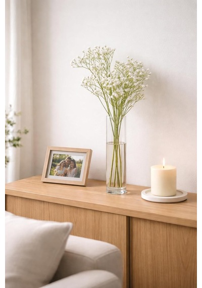 Yapay Gypsophila Çiçeği, Beyaz, 38 Cm, Dekoratif Saksı Ve Vazo Düzenlemeleri İçin, 1 Adet Diğer