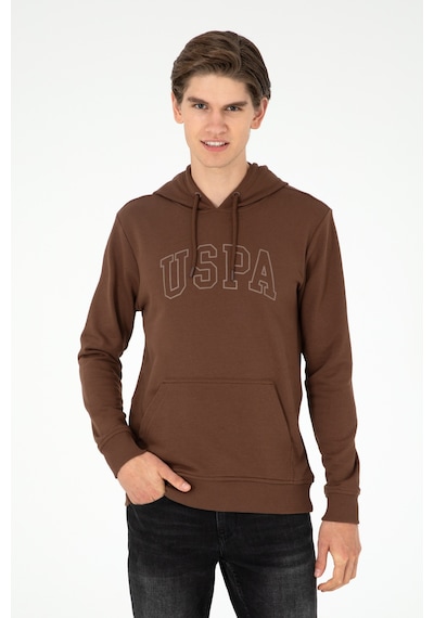 U.S. Polo Assn. Erkek Regular Fit Kapüşonlu Kahverengi Basic Sweatshirt 50295175-VR029