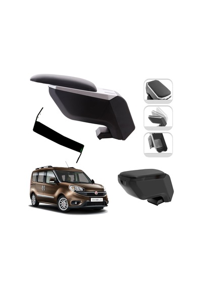Mis Paket Fiat Doblo 2015-2023 Delmesiz Çelik Ayaklı Kolçak + Askılı Koku + Micro Fiber Bez + Torpido Süngeri