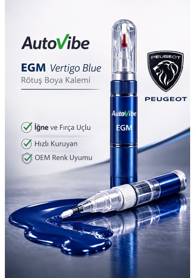 Peugeot Rötuş Boya Kalemi Egm Vertigo Blue Vertigo Mavi 2si1arada Çizik Giderici