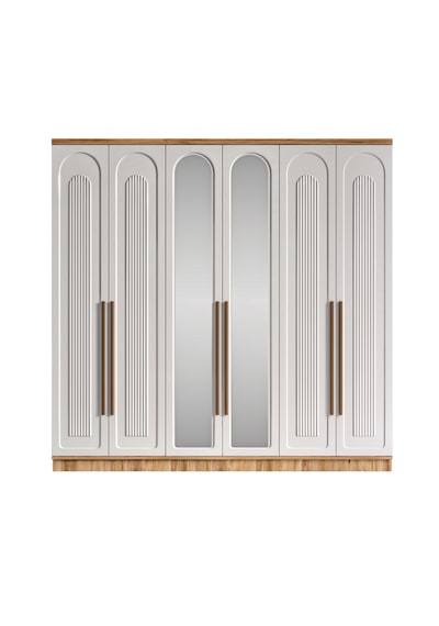 Flora 6 Kapaklı Aynalı Komple Mdf Gardırop - Elbise Dolabı Flora 6 Kapaklı Aynalı Komple Mdf Gardırop - Elbise Dolabı