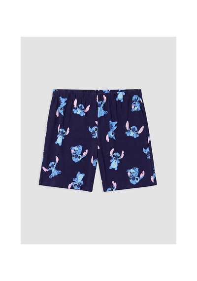 Lcw Young Lacivert Stitch Baskılı Kadın Şort Pijama Alt