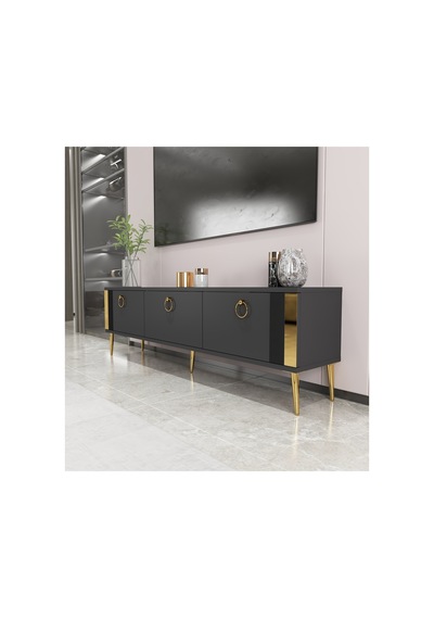 Terra 150 Cm Tv Ünitesi Tv Sehpası Antrasit-altın Antrasit-altın