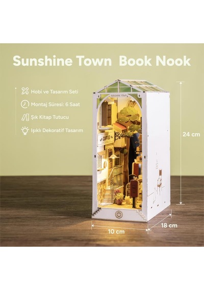 Rolife Tgb02 Sunshine Town Kasaba Kitap Köşesi Book Nook Dıy Minyatür Maket Model Seti Mini Dollhouse 3d Model Kit Detaylı Dekoratif Hobi Set 3d Puzzle Tiny House