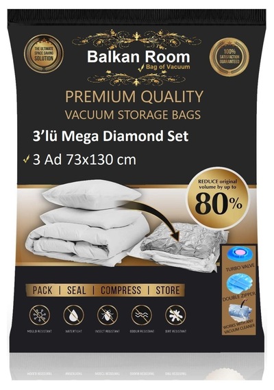 Balkan Room Vakum Hurcu 3 Lü Mega Diamond Set Vakumlu Hurç Şeffaf
