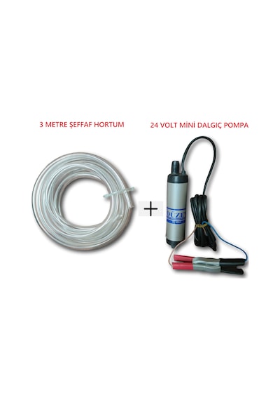 24 Volt Mini Dalgıç Sıvı Aktarma Pompası+hortum Seti Su,süt,yağ