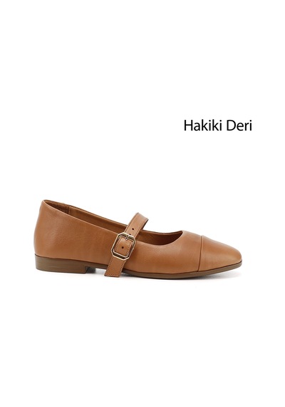 Gönderi(R) Gönderi R Taba Baskılı Mary Jane Hakiki Deri Babet Taba