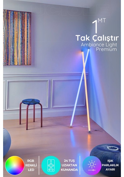 Rgb Led Strip Tube Light Abajur Uzaktan Kumandalı Işık Lamba Ampül Aydınlatma Renkli Atube7