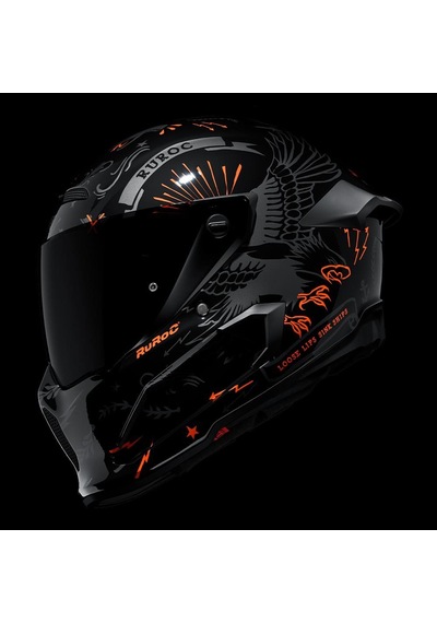 Ruroc At4.0 Carbon Blackbird Kapalı Kask Siyah - Kırmızı