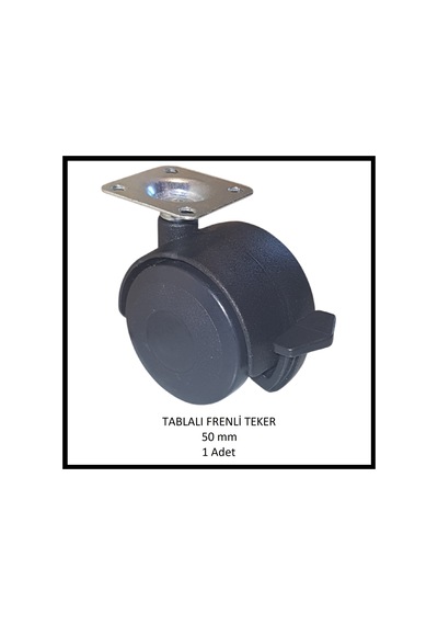 Frenli, Tablalı, Mobilya Tekerleği, 50 Mm, Ofis Koltuk, Dolap, Etejer, 360 Derece Döner Siyah