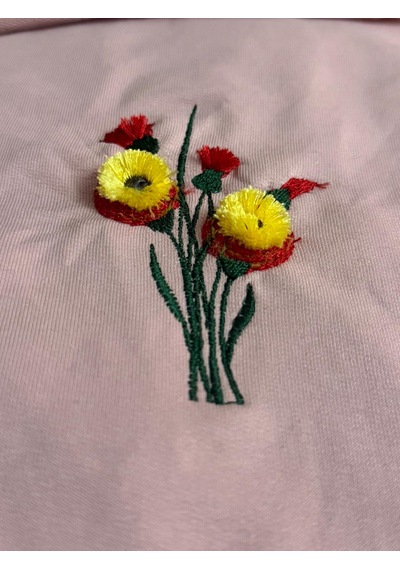Yubistitch Tshirt Nakış İşlemeli 3d Çiçek-kalın- Gülkurusu
