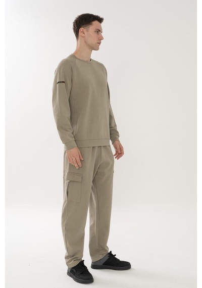 Maraton Regular Erkek Bisiklet Yaka Açık Haki- Sweatshirt Açık Haki-