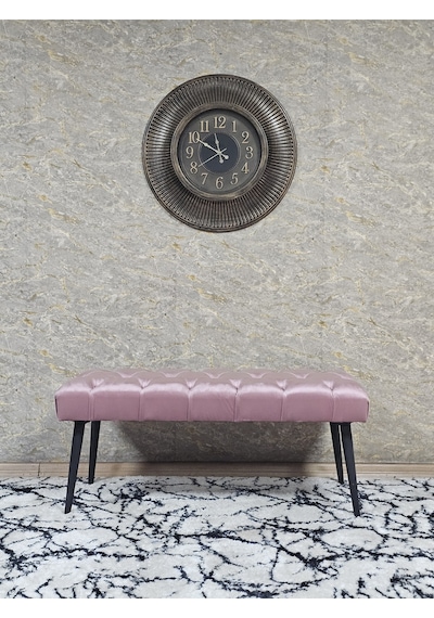 Zafir Siyah Boyalı Sivriltme Ayaklı 90 Cm Puf Bench - Puf - Bench - Kasalı Oturak - Oturak - Yatak Ucu Puf Pembe
