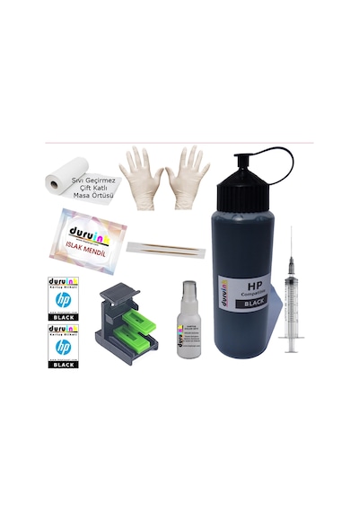 HP 2050S 2510 2512 (301) Kartuş Mürekkep Dolum Seti 500 ML Siyah N