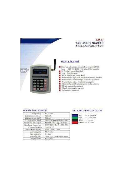 Electrosec Gd -17 Gsm Arama Modülü