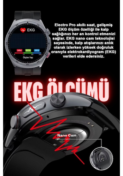 Spovan Electro Pro Basınçlı Tansiyon Şeker NF Görüşme Akıllı Saat (Distribütör Garantili)