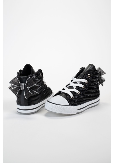 Scarpe Magiche Black Star Taşlı Fiyonklu Yüksek Bilekli Spor Ayakkabı 31-35 Numara Arası Işıksızdır Siyah Scarpe Magiche Black Star Taşlı Fiyonklu Yüksek Bilekli Spor Ayakkabı 31-35 Numara Arası Işıksızdır Siyah