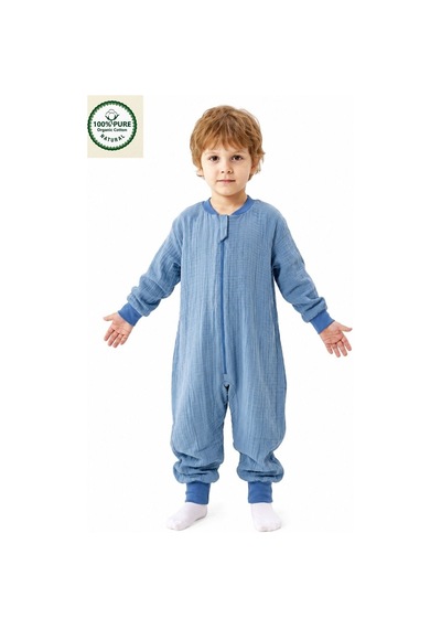 Cantoy 4 Mevsim Müslin Uzun Kollu 1.0 Tog Uyku Tulumu %100 Pamuk Mavi