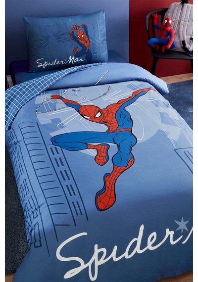 Spiderman Sense Tek Kişilik Lisanslı Lastikli Çocuk Nevresim Takımı Gümüş