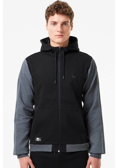 Lacoste Mens Full Zip Slim Fit Hoodie Erkek Slim Fit Kapüşonlu Sweatshirt Siyah Siyah - Gri