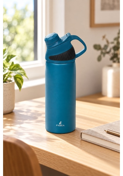 Frosca Kulplu Termos Matara 600ml Mavi