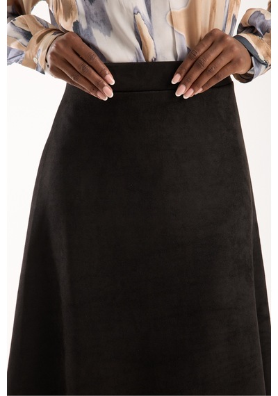 Gugus Kadın Uzun Süet Etek Kloş/mevlana Model 90 Cm Tam Boy Siyah