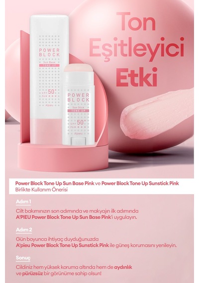 Ton Eşitleyici Aydınlatıcı Stick Güneş Koruyucu A'pıeu Power Block Tone Up Sunstick Spf50+/pa++++ Diğer