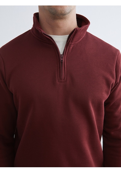 Lcwaıkıkı Classic Bordo Dik Yaka Uzun Kollu Erkek Kalın Sweatshirt