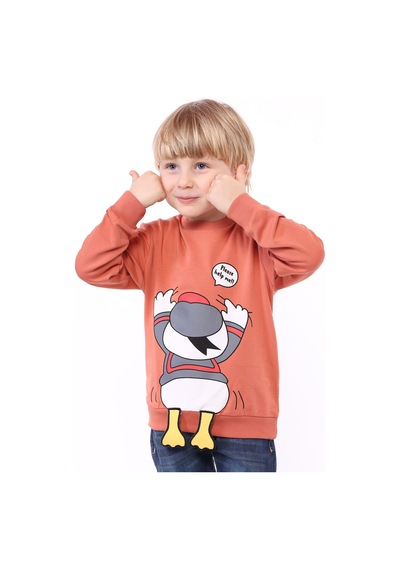 Toontoy Kids Toontoy Erkek Çocuk Baskılı Sweatshirt Kiremit